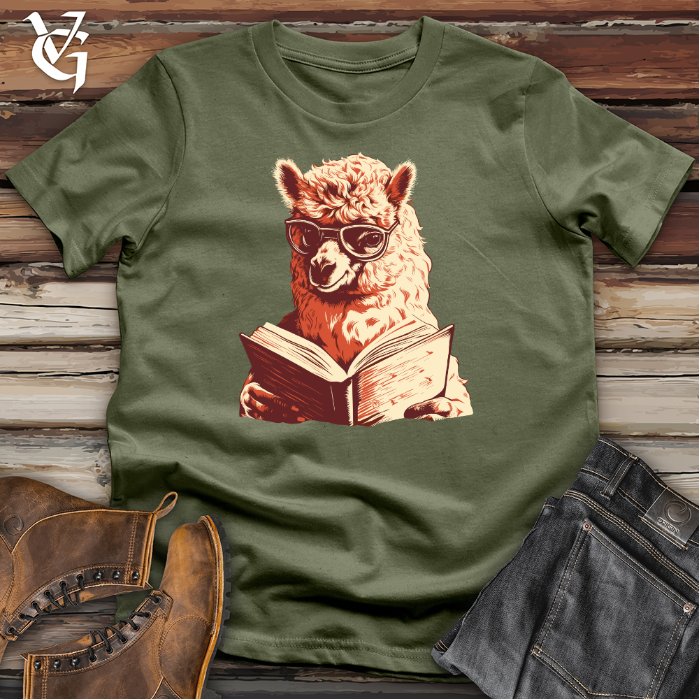 Viking Goods Alpaca Bibliophile Tranquil Read Softstyle Tee Military Green / L