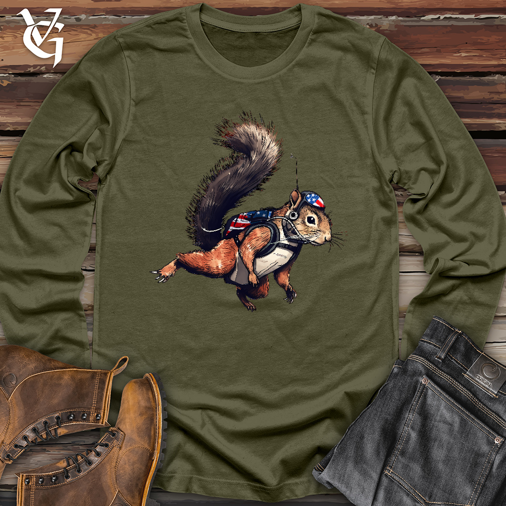 Viking Goods American Skydiving Squirrel Long Sleeve Military Green / L