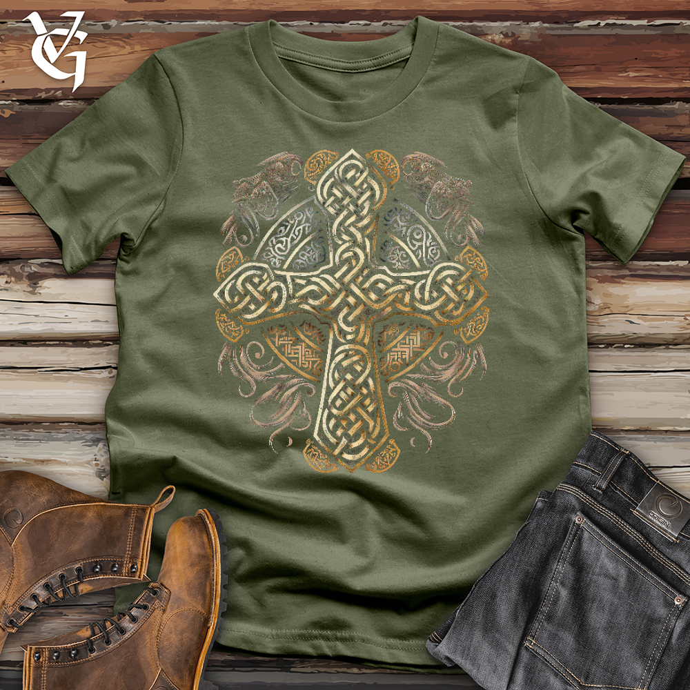 Viking Goods Ancient Celtic Cross Softstyle Tee Military Green / L