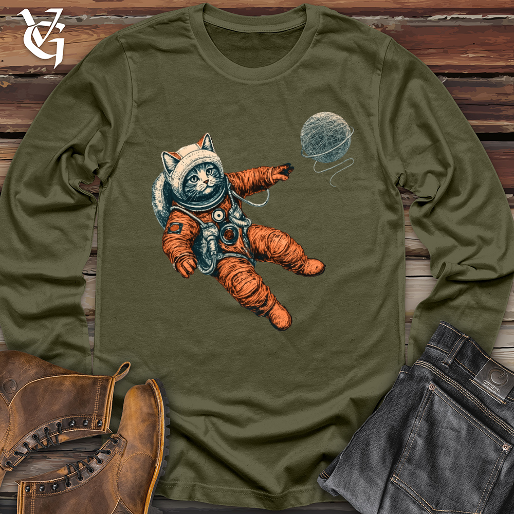 Viking Goods Astronaut Kitty Long Sleeve Military Green / L