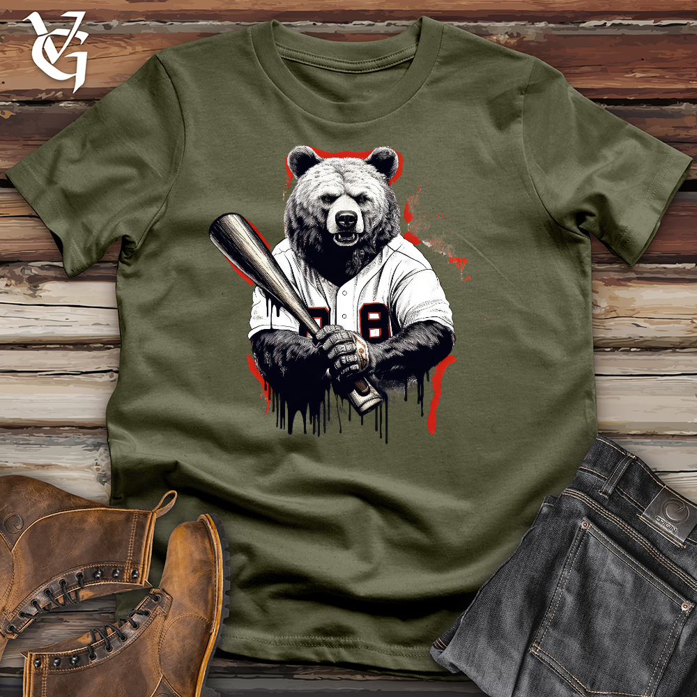 Viking Goods Baseballin Bear Cotton Tee Military Green / L