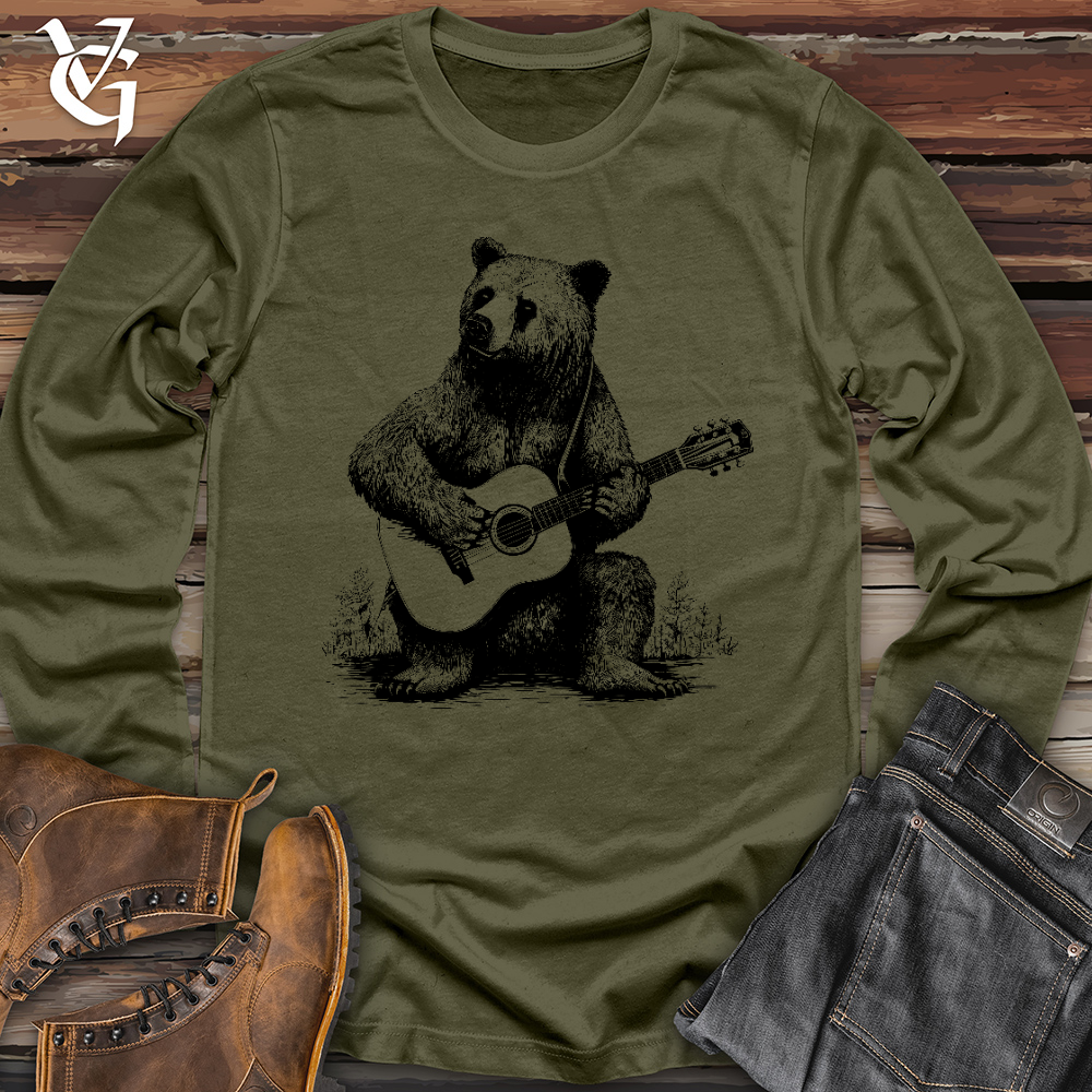 Viking Goods Bear Guitarist Long Sleeve Military Green / L