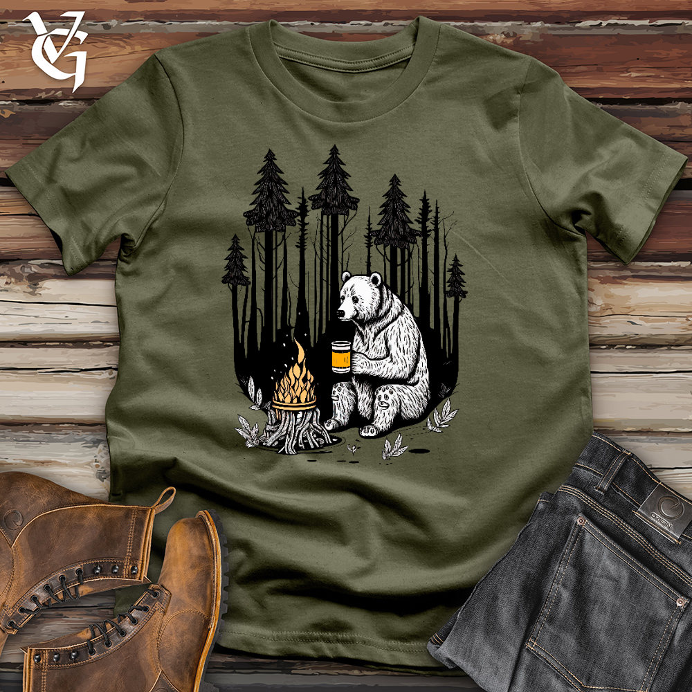 Viking Goods Bear Happy Hour Cotton Tee Military Green / L