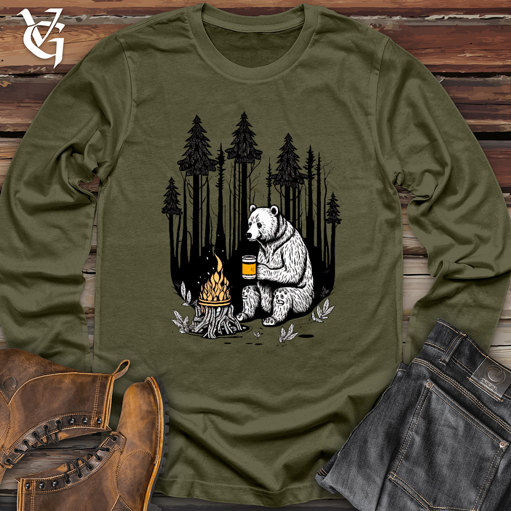 Viking Goods Bear Happy Hour Long Sleeve Military Green / L