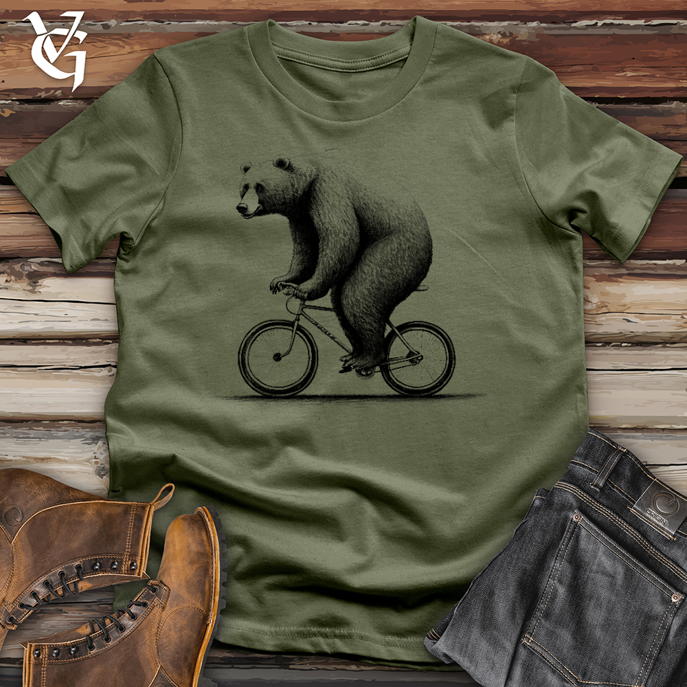 Viking Goods Bear Riding Bike Softstyle Tee Military Green / L
