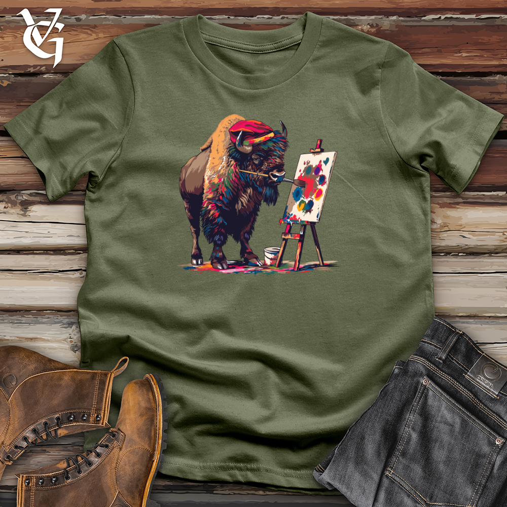 Viking Goods Bison Artist Splatter Softstyle Tee Military Green / L