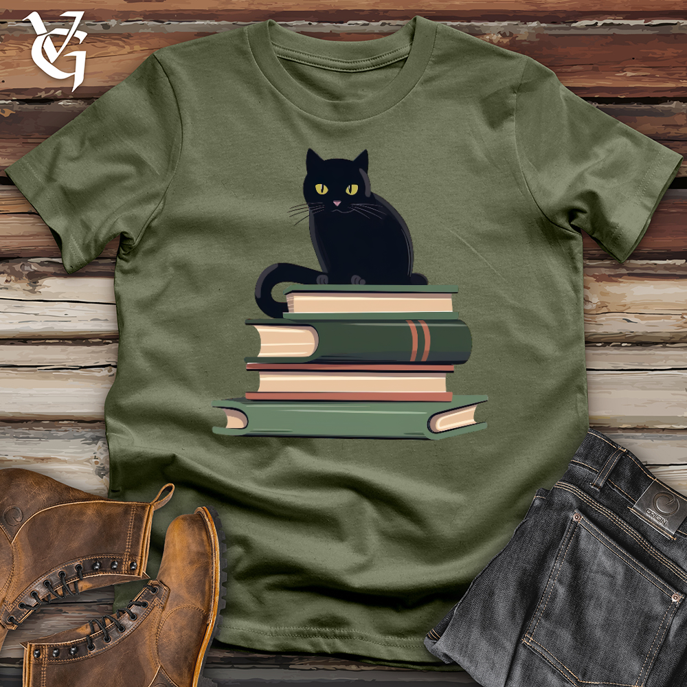 Viking Goods Cat Book Lover Softstyle Tee Military Green / L