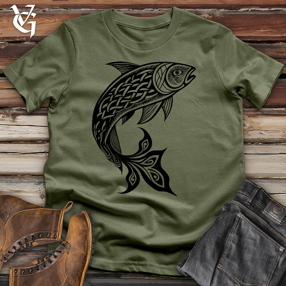 Viking Goods Celtic Fish Softstyle Tee Military Green / L