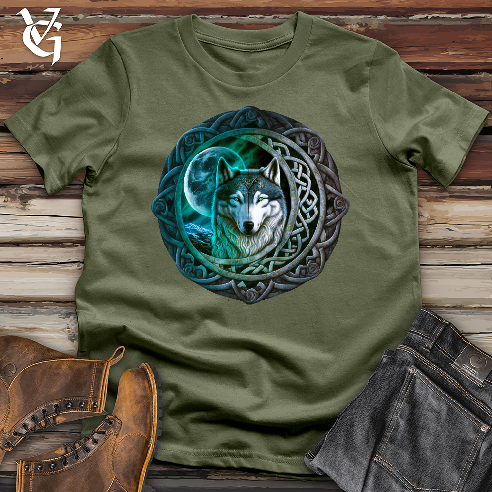 Viking Goods Celtic Moon Wolf Softstyle Tee Military Green / L