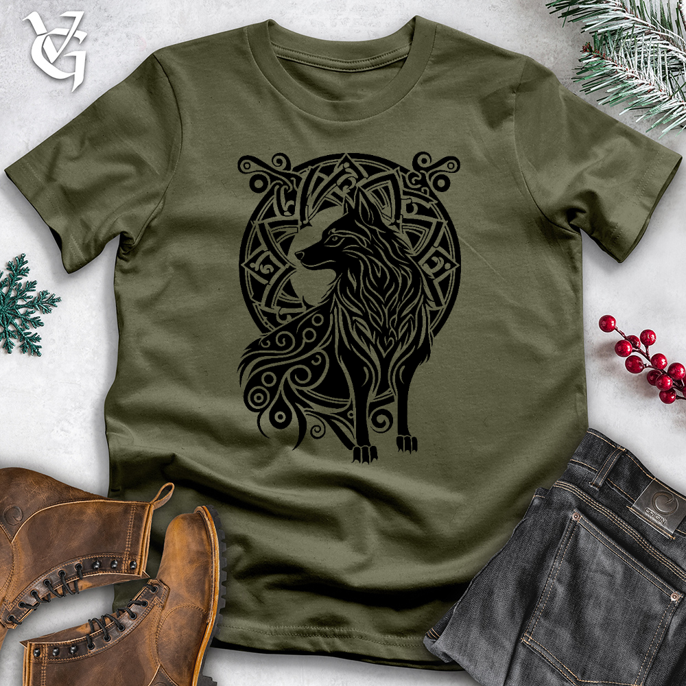 Viking Goods Celtic Wolf Cotton Tee Military Green / L