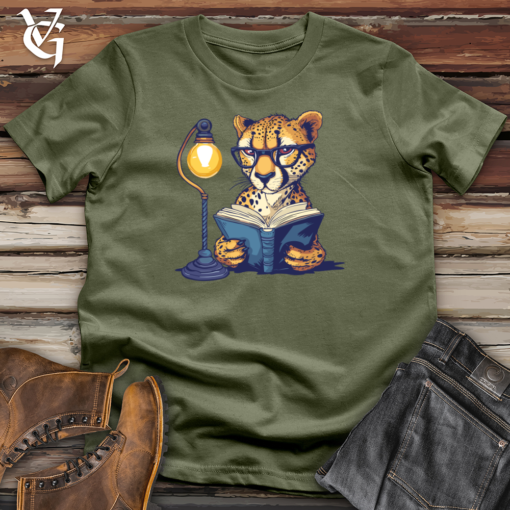 Viking Goods Cheetah Bookworm Study Softstyle Tee Military Green / L