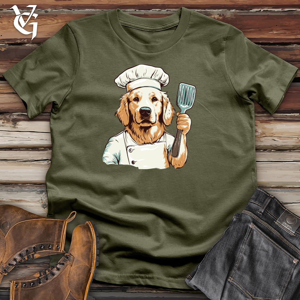 Viking Goods Chef Paw's Golden Retriever Cotton Tee Military Green / L