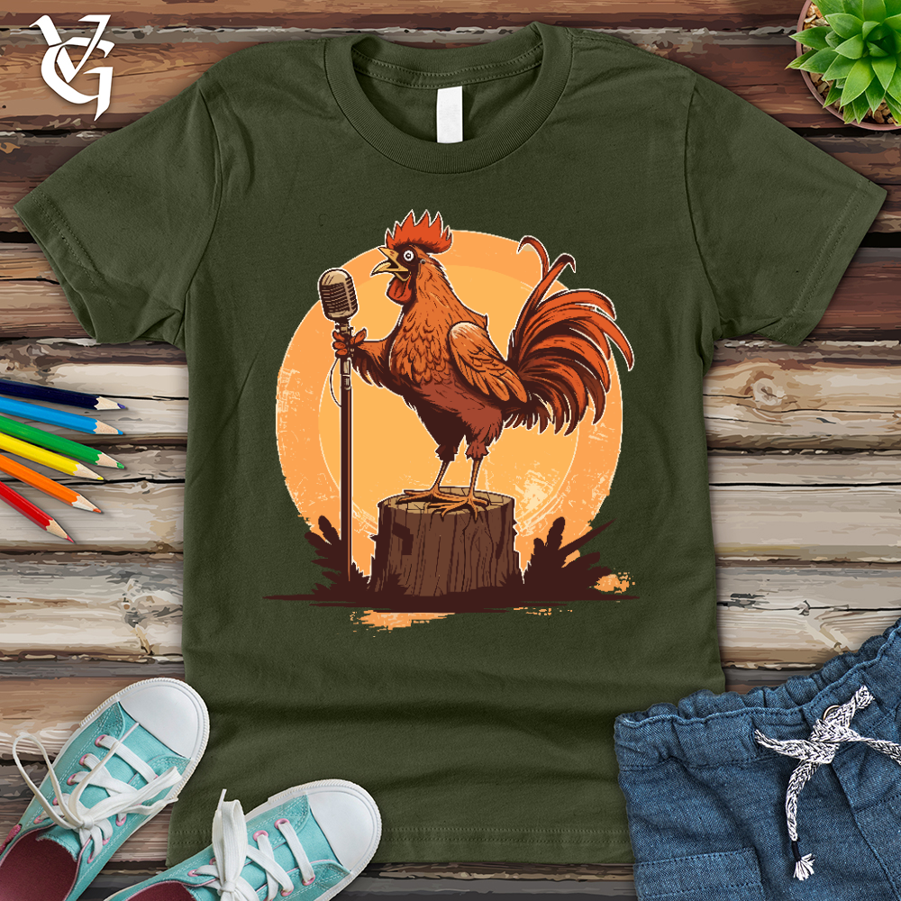 Viking Goods Chicken Rockstar Youth Tee Military Green / L