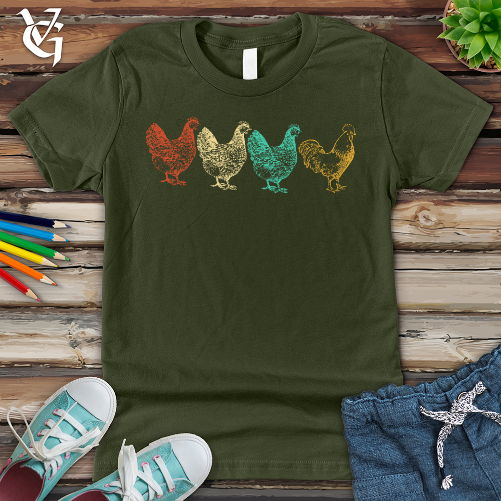 Viking Goods Chicken Scene Youth Tee Military Green / L