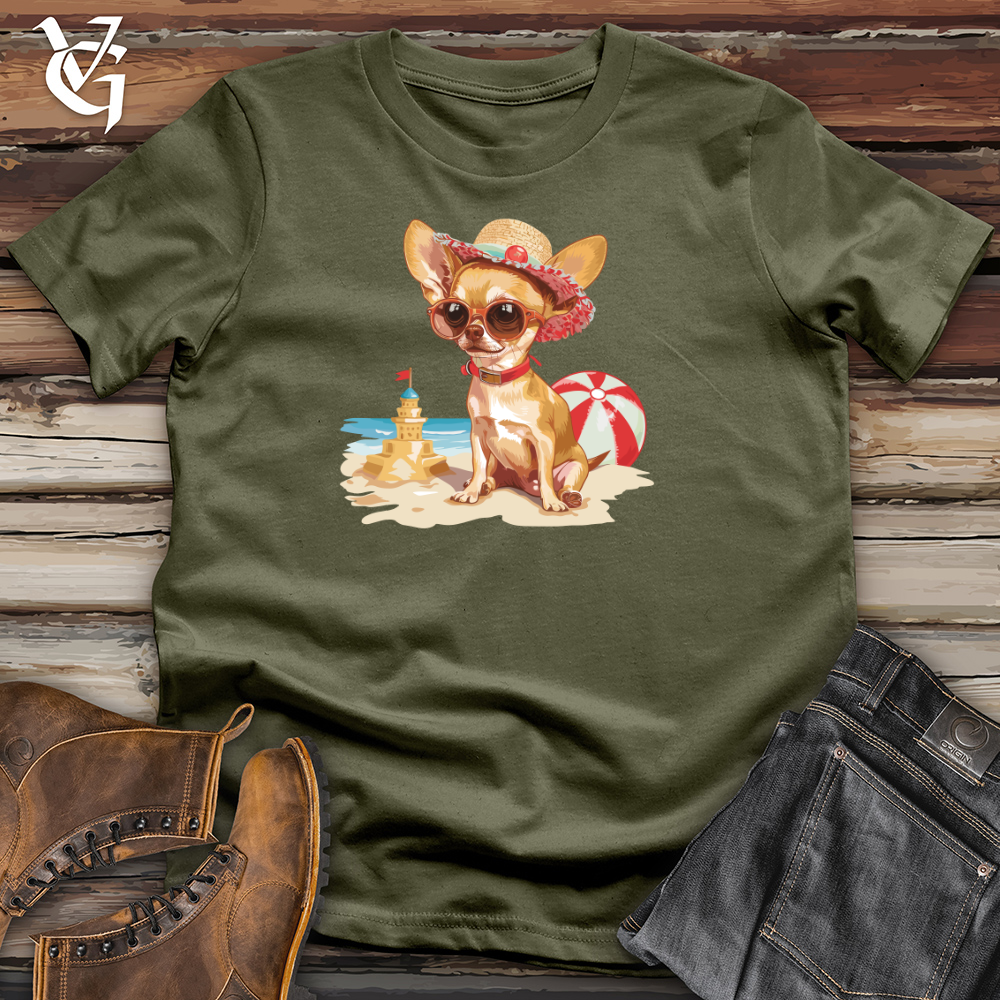 Viking Goods Chihuahua Beachfront Chic Cotton Tee Military Green / L