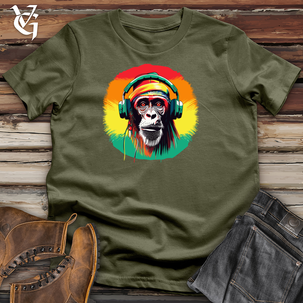 Viking Goods Chimpanzee Music Headphones Cotton Tee Military Green / L