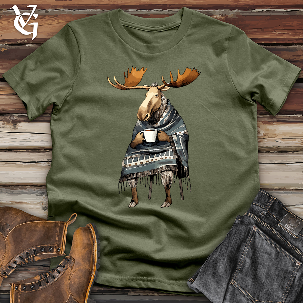 Viking Goods Coffee Drinking Moose Softstyle Tee Military Green / L