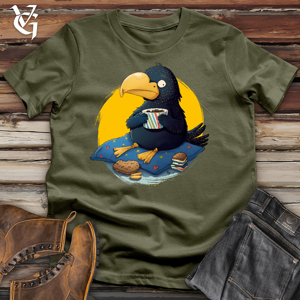 Viking Goods Cookie Eating Black Bird Cotton Tee Military Green / L