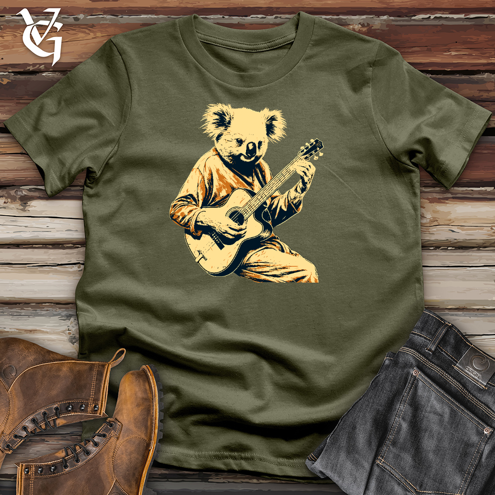 Viking Goods Cool Raccoon Playing Guitar Cotton Tee Military Green / L