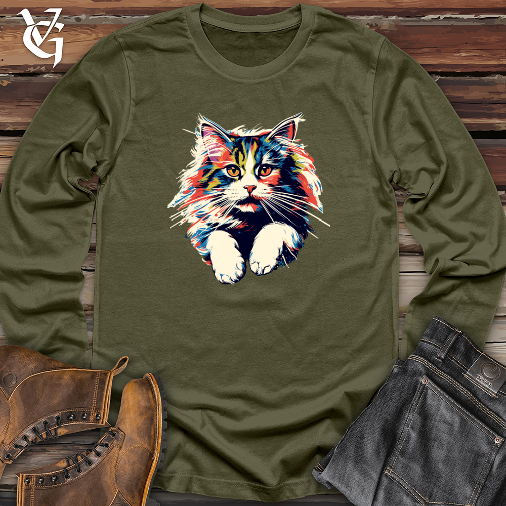 Viking Goods Cosmic Feline Splash Long Sleeve Military Green / L