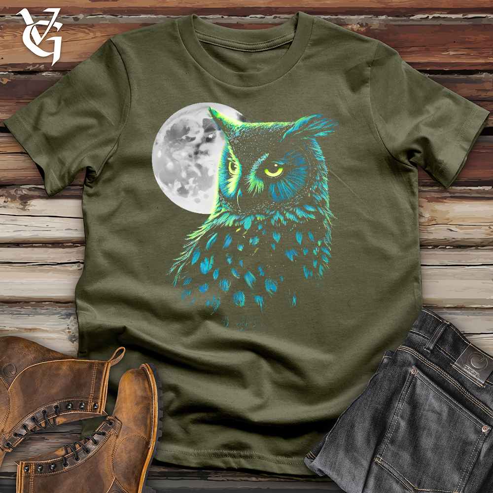 Viking Goods Cosmic Moon Owl Cotton Tee Military Green / L