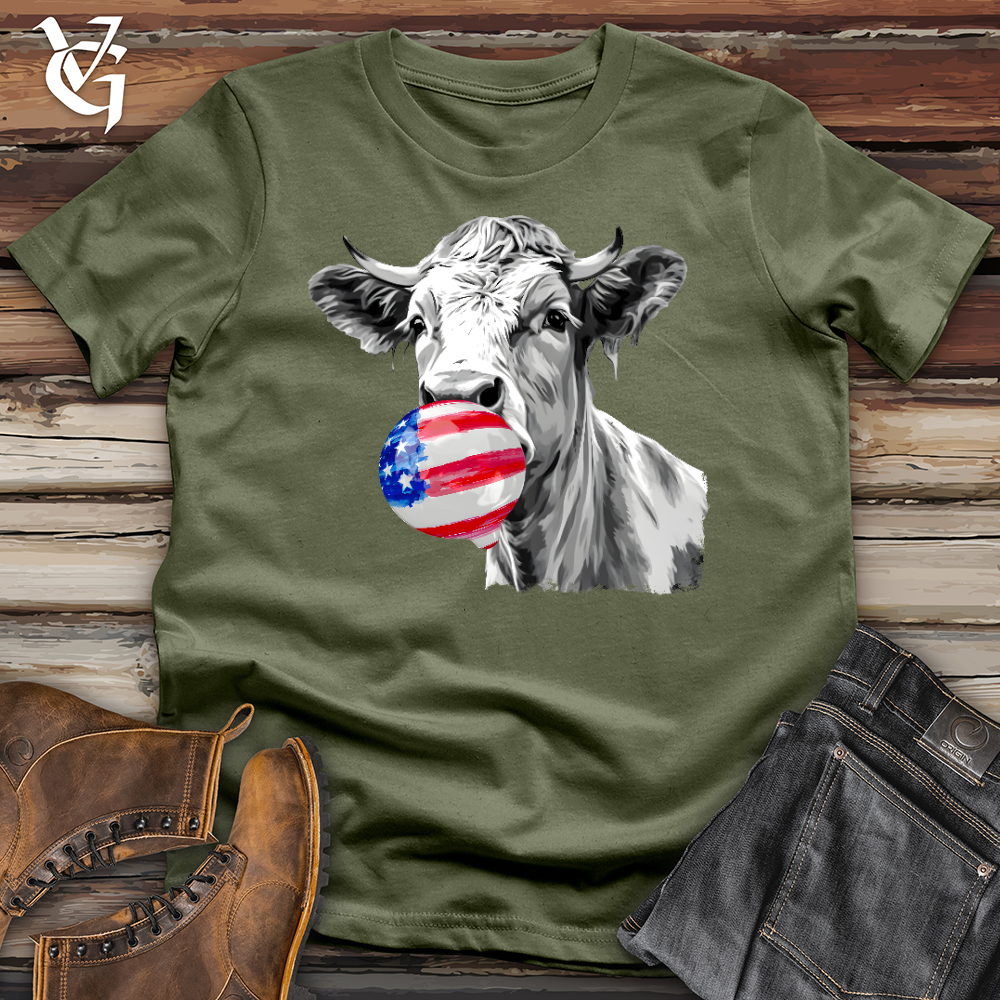 Viking Goods Cow and a Usa Flag Gum Softstyle Tee Military Green / L