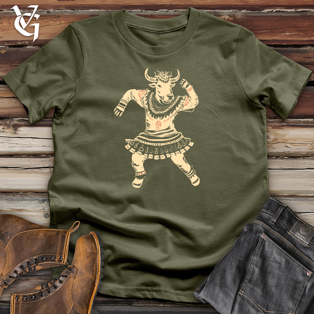 Viking Goods Cow Tribal Dance Cotton Tee Military Green / L