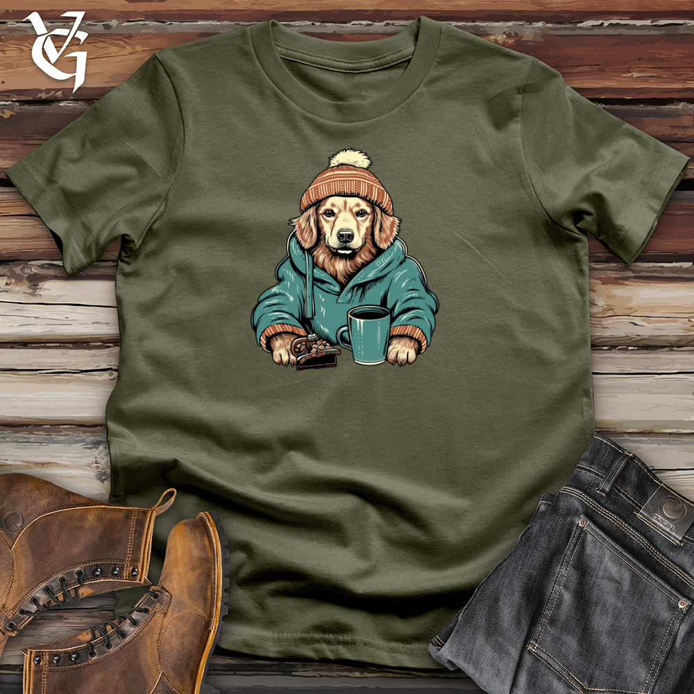 Viking Goods Cozy Cocoa Golden Retriever Cotton Tee Military Green / L