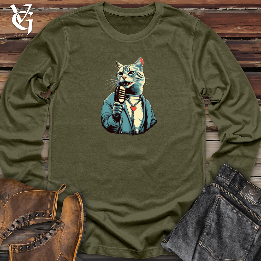 Viking Goods Crooning Kitty Long Sleeve Military Green / L