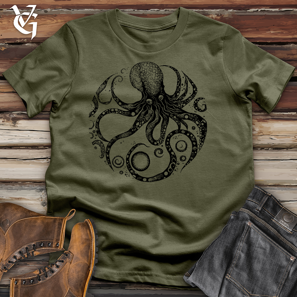 Viking Goods Cycle Of The Octopus Cotton Tee Military Green / L