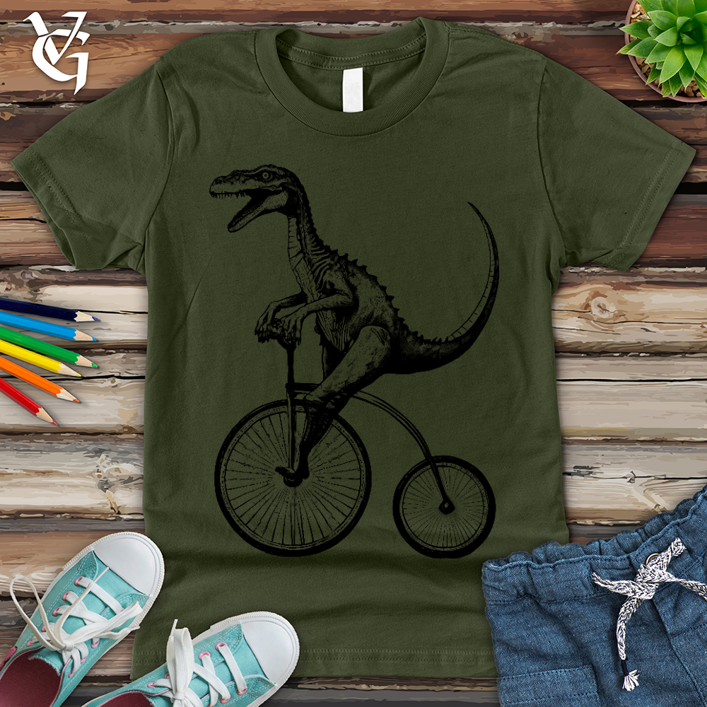 Viking Goods Dinosaur Cyclist Youth Tee Military Green / L