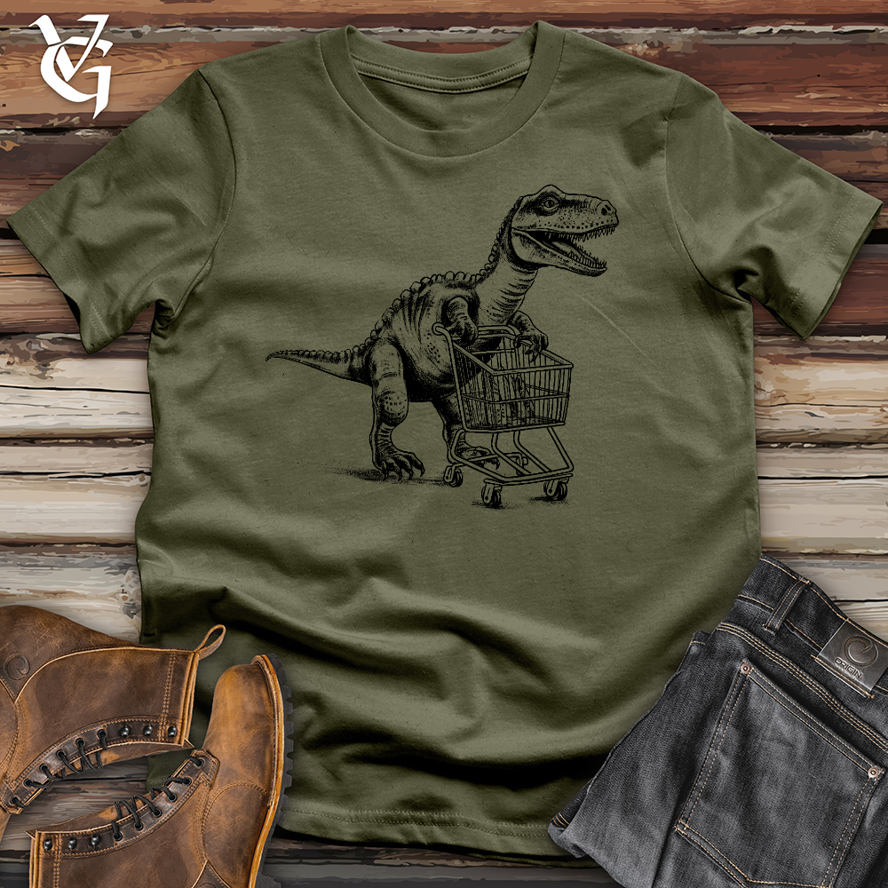 Viking Goods Dinosaur Grocery Shopping Cotton Tee Military Green / L