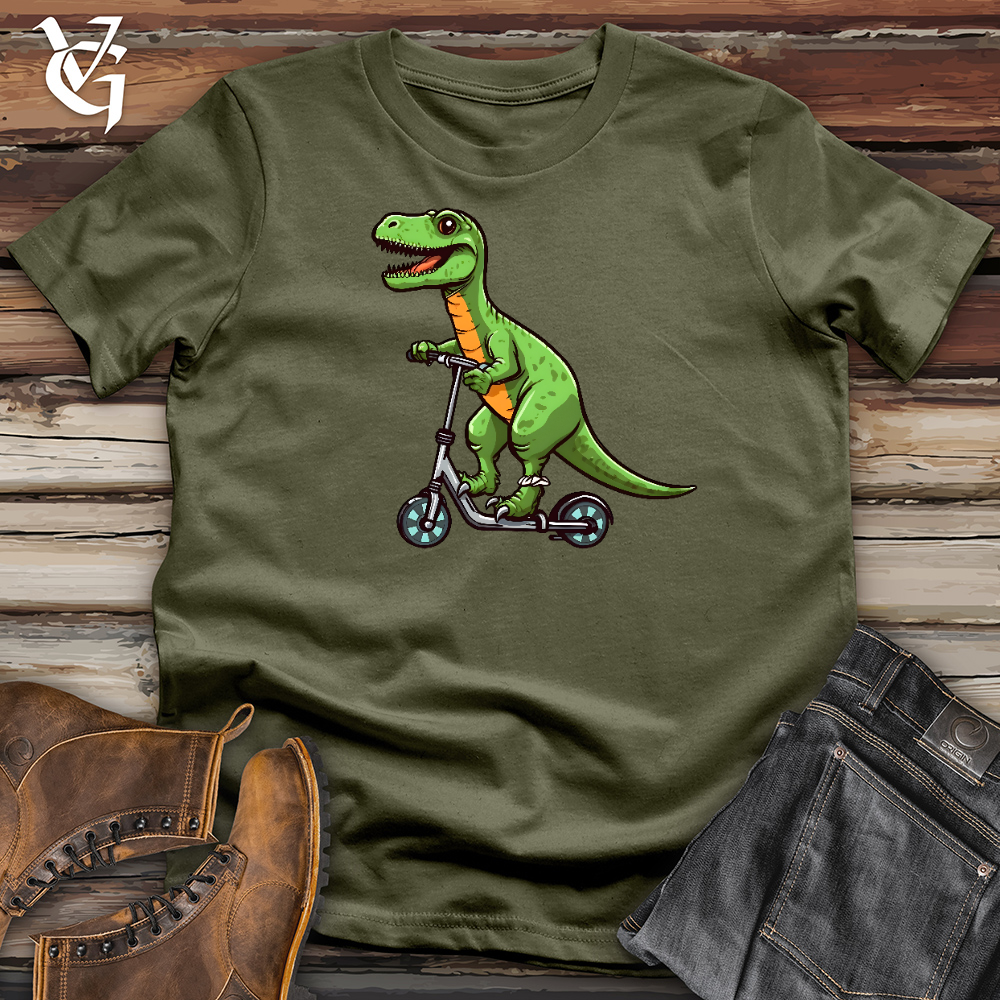 Viking Goods Dinosaur On Skates Cotton Tee Military Green / L