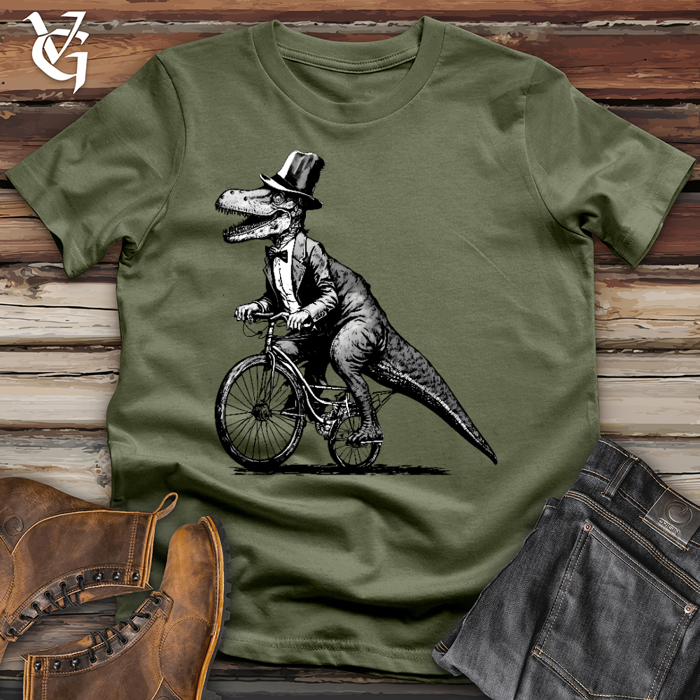 Viking Goods Dinosaur Riding a Bike Softstyle Tee Military Green / L