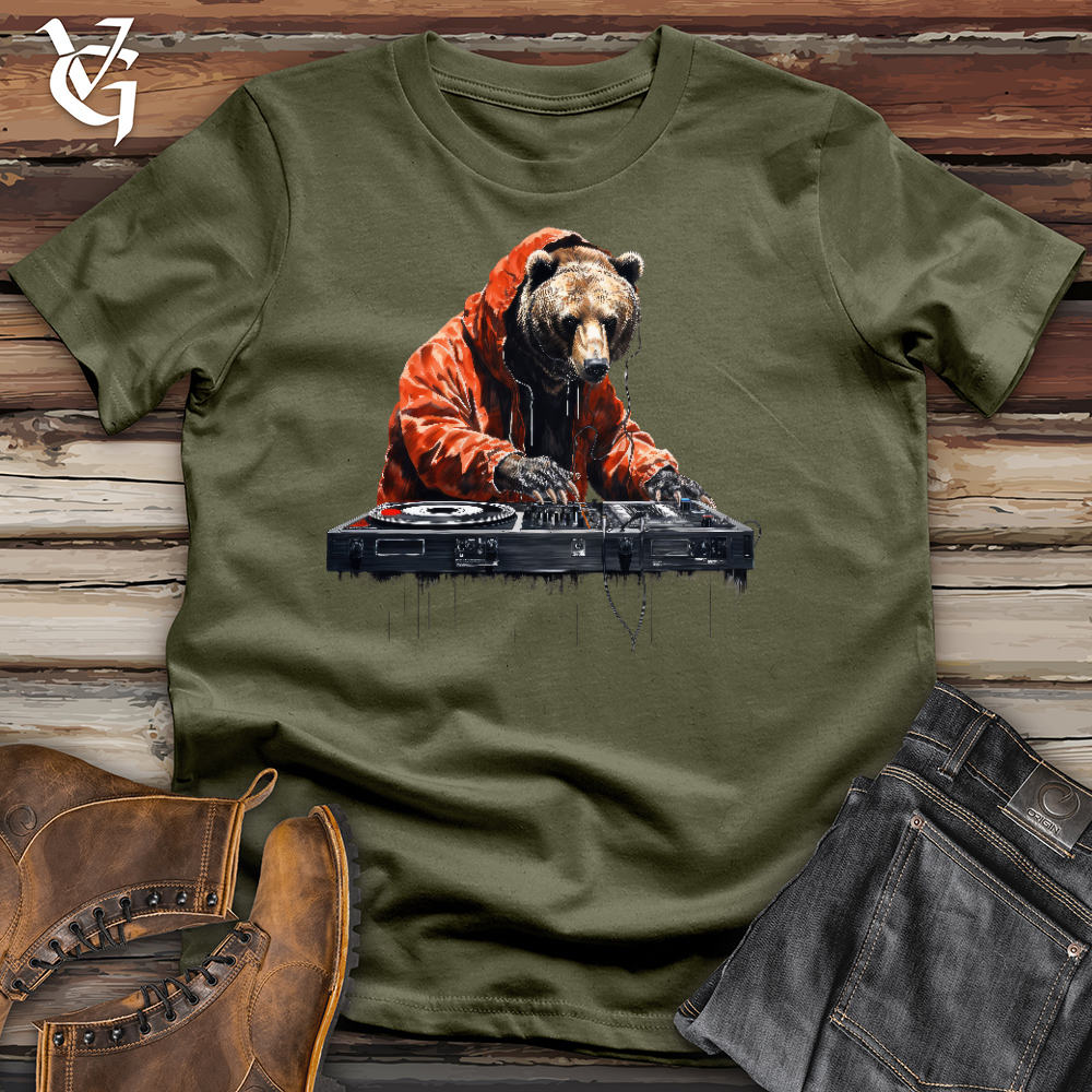 Viking Goods Dj Beary Bear Cotton Tee Military Green / L