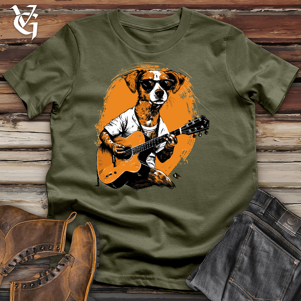 Viking Goods Dog Guitarist Cotton Tee Military Green / L