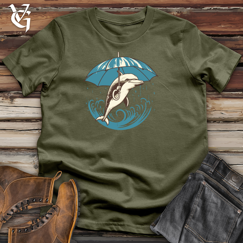 Viking Goods Dolphin Ocean Drizzle Umbrella Oasis Cotton Tee Military Green / L