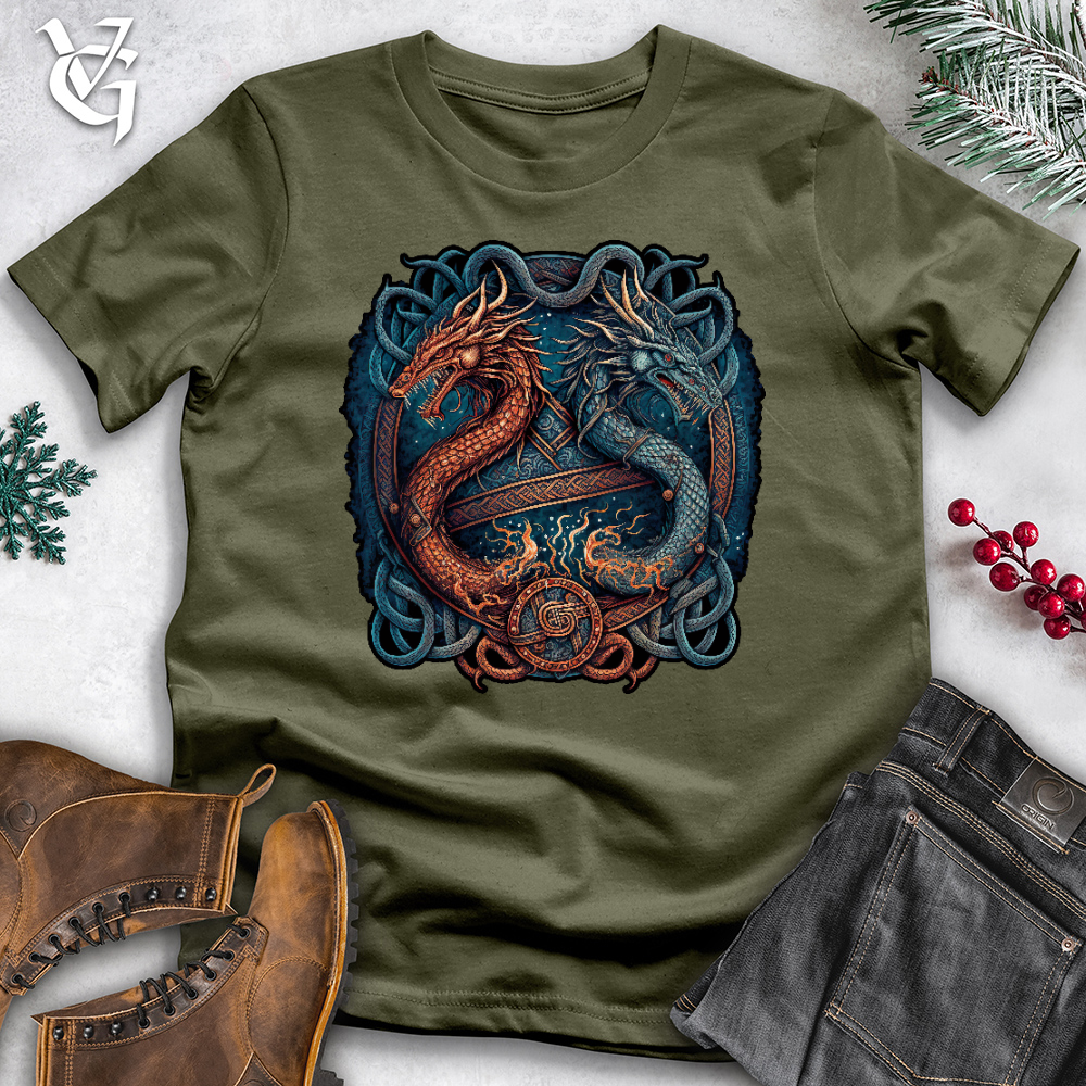 Viking Goods Double Trouble Dragon Cotton Tee Military Green / L
