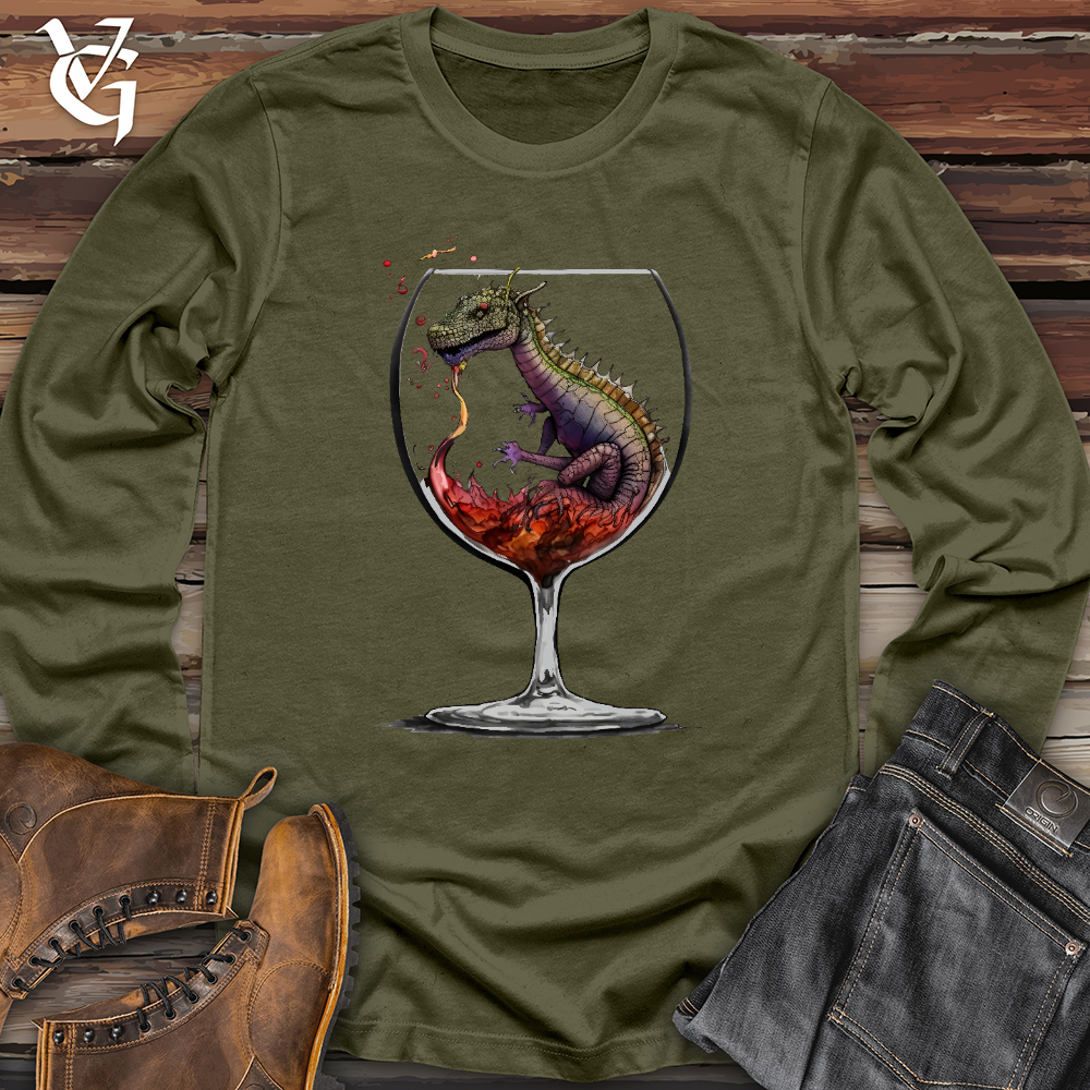 Viking Goods Dragons Drink Long Sleeve Military Green / L