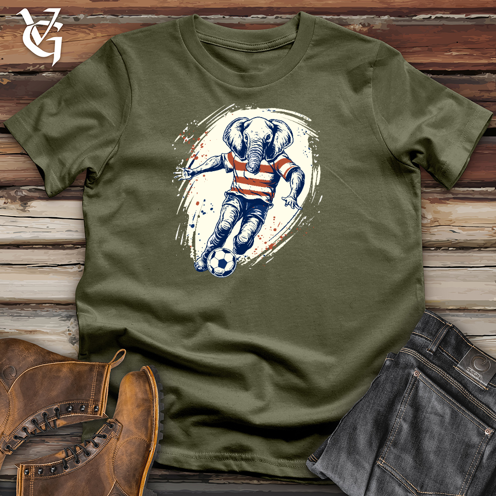 Viking Goods Elephant Playing Football Cotton Tee Military Green / L
