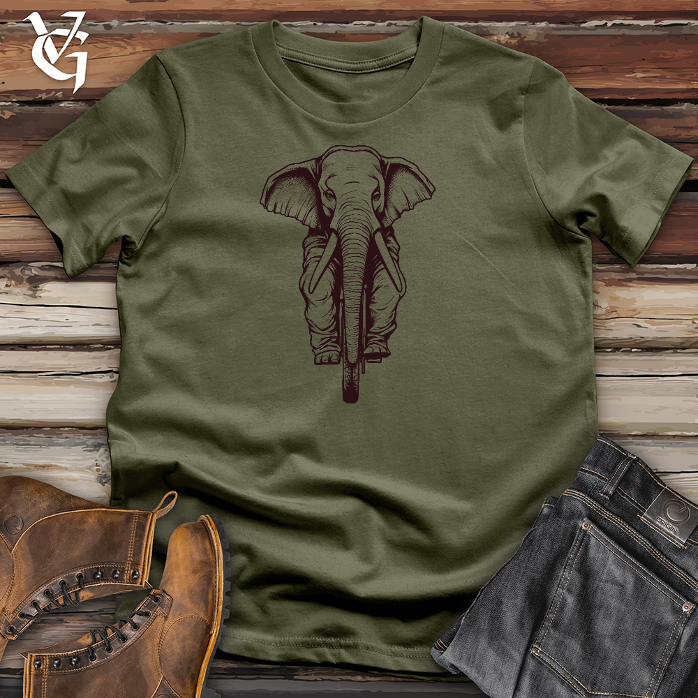 Viking Goods Elephant Riding a Cycle Cotton Tee Military Green / L