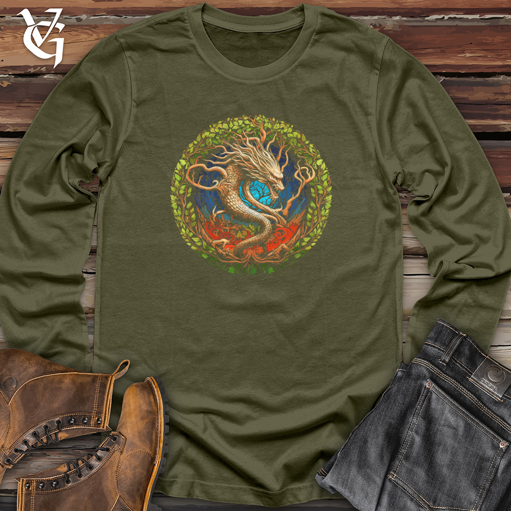 Viking Goods Enchanted Forest Dragon Long Sleeve Military Green / L