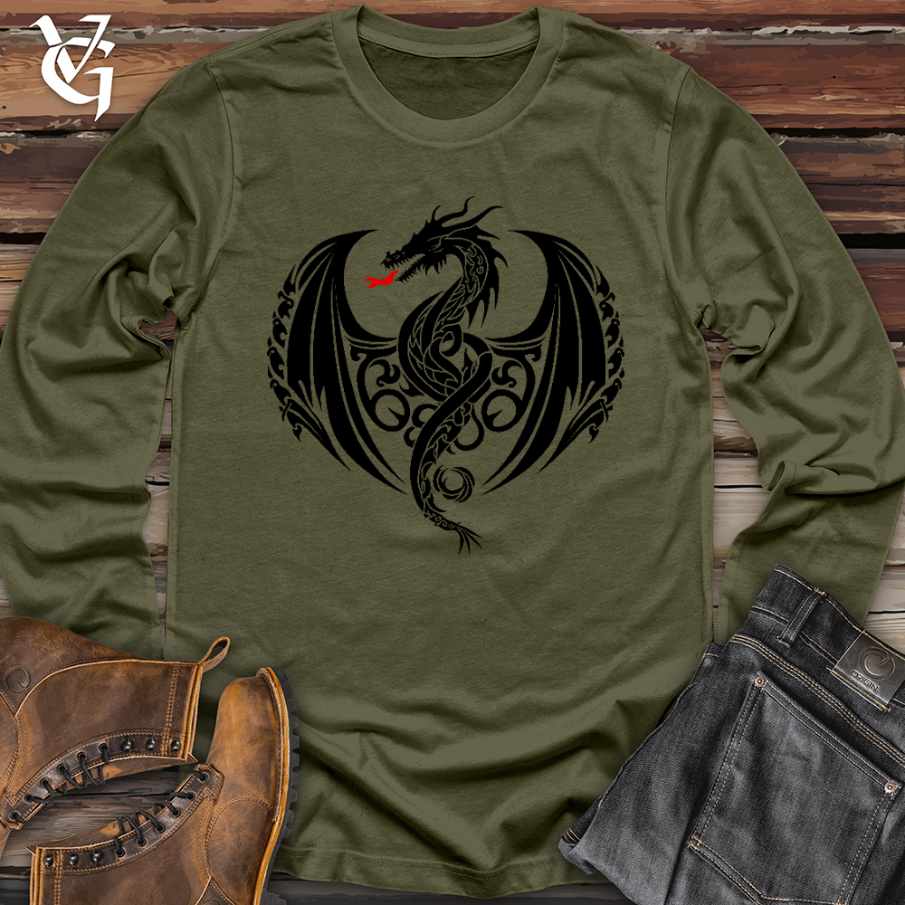 Viking Goods Fire Breathing Dragon Long Sleeve Military Green / L