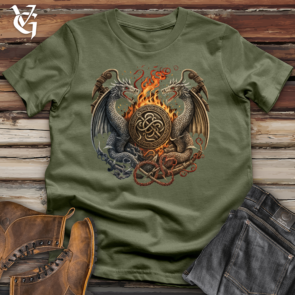Viking Goods Flaming Dragons Softstyle Tee Military Green / L