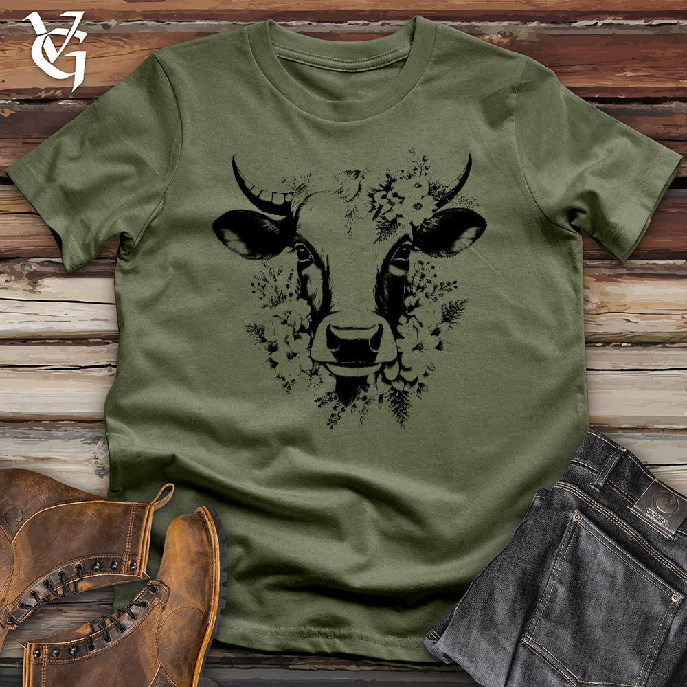 Viking Goods Floral Cow Softstyle Tee Military Green / L