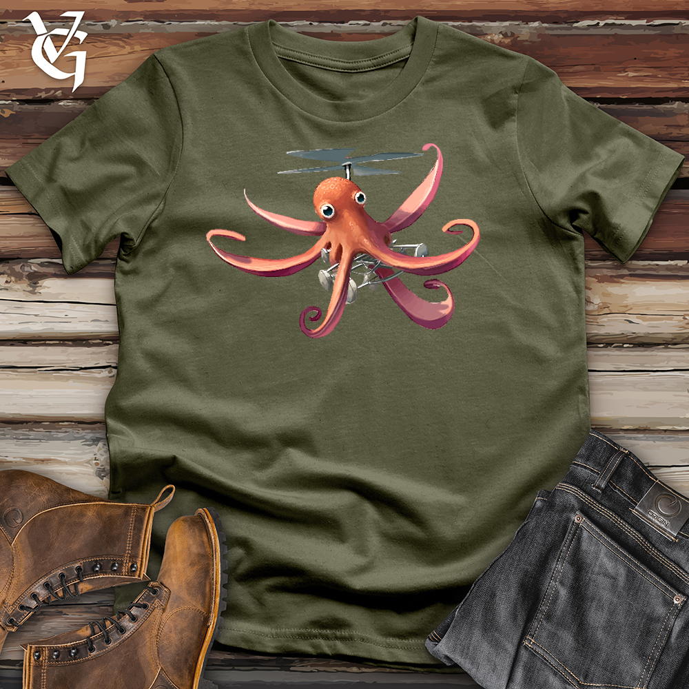 Viking Goods Flying Octopus Cotton Tee Military Green / L