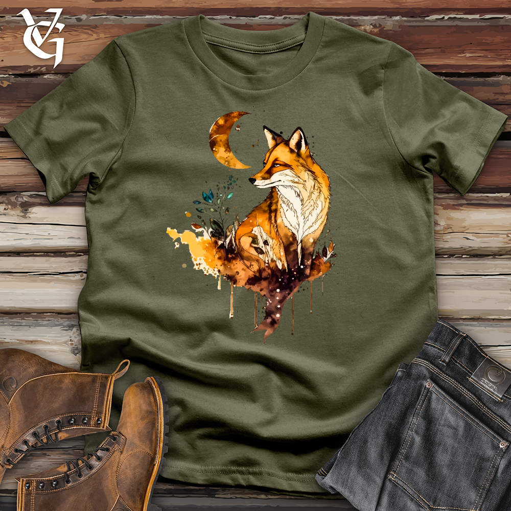 Viking Goods Fox Watercolor Cotton Tee Military Green / L