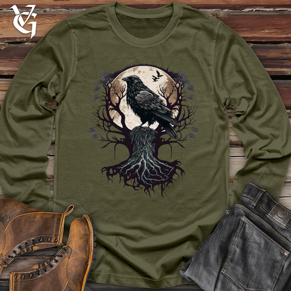 Viking Goods Full Moon Raven Long Sleeve Military Green / L