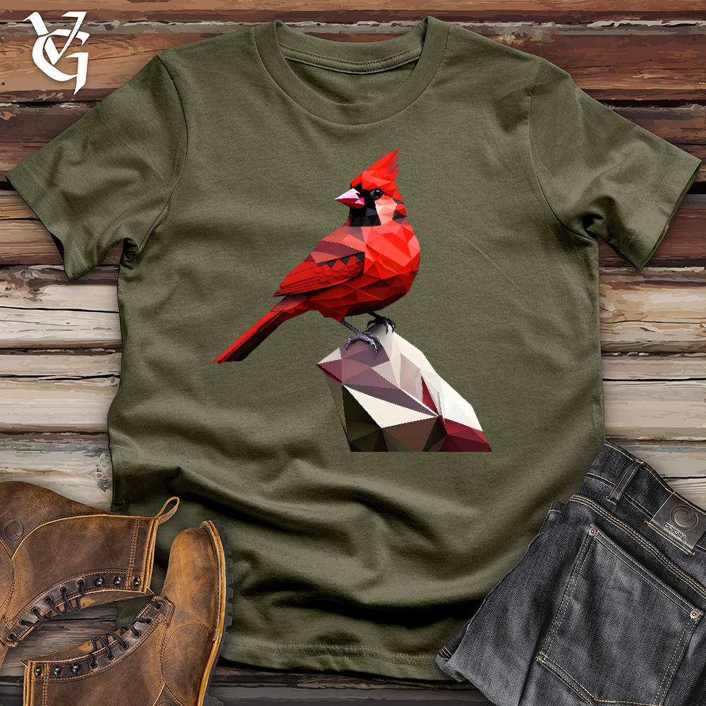 Viking Goods Geometric Cardinal Bird Cotton Tee Military Green / L