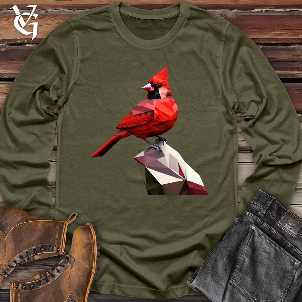 Viking Goods Geometric Cardinal Bird Long Sleeve Military Green / L